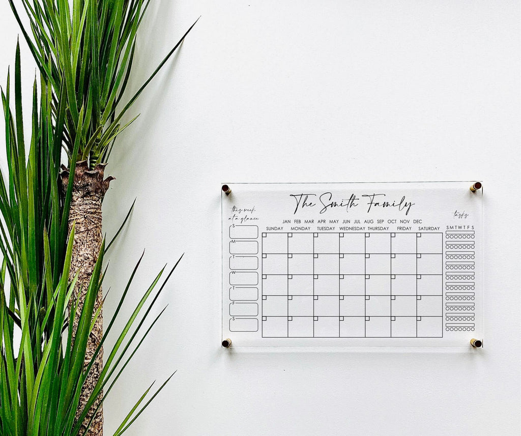 Acrylic Monthly Horizontal Calendar For Wall