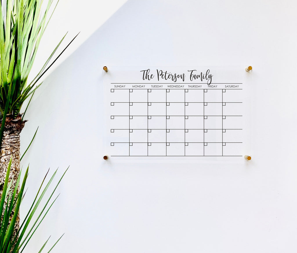 Acrylic Monthly Horizontal Calendar For Wall