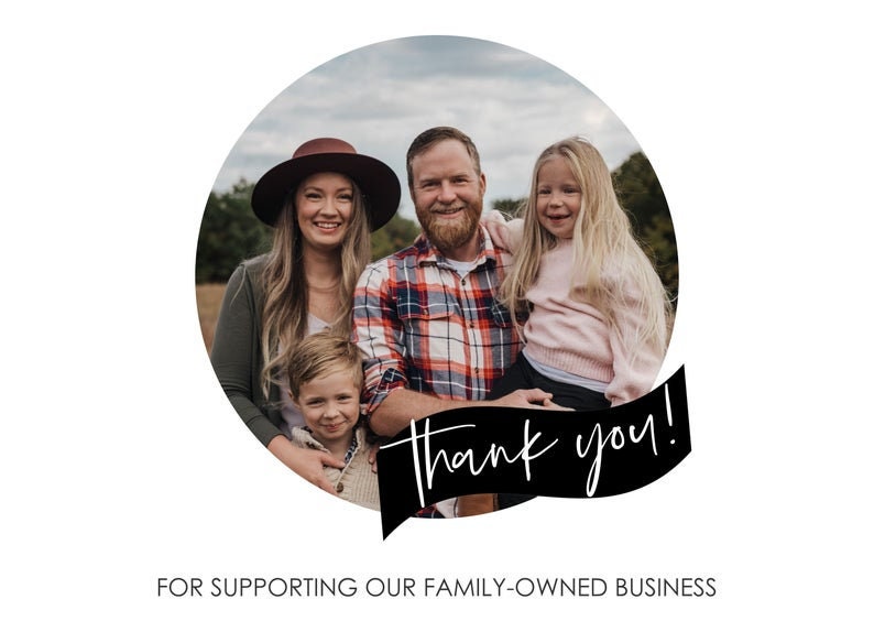 a photo of a family with the words thank you for supporting our family - owned