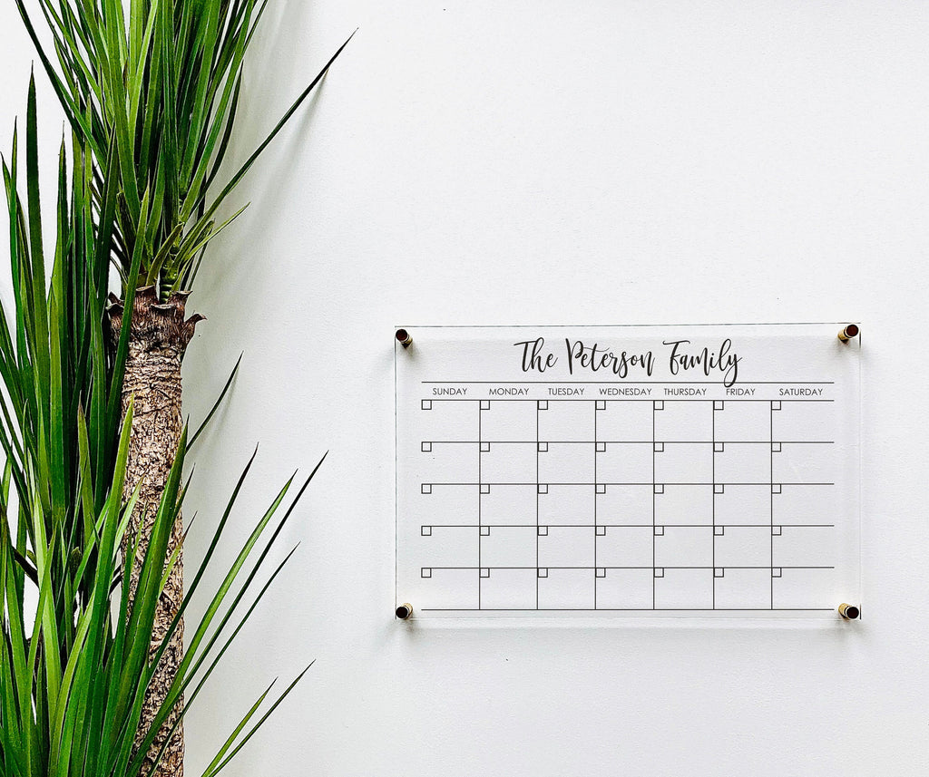 Acrylic Monthly Horizontal Calendar For Wall