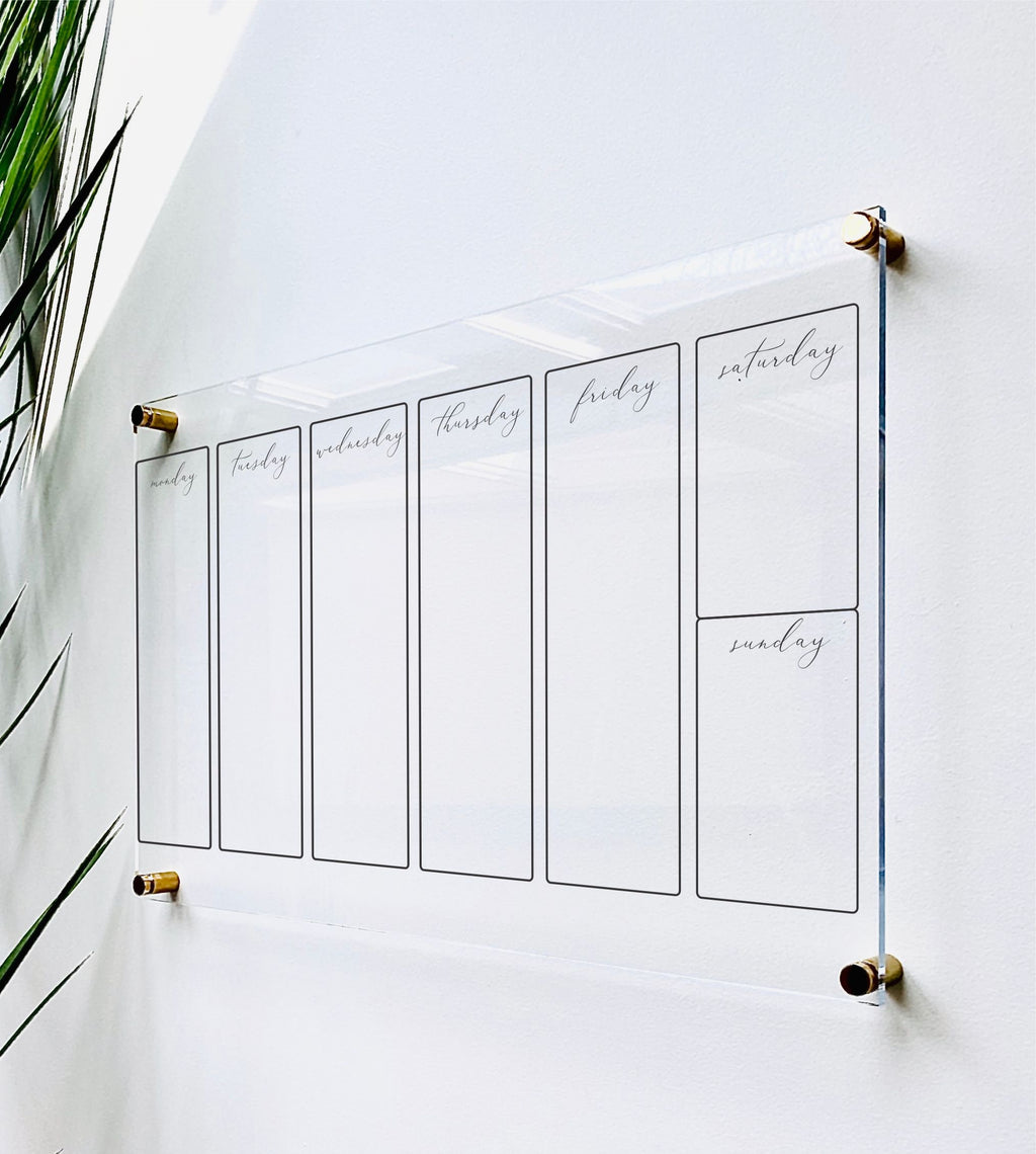 Acrylic Weekly Horizontal Calendar For Wall