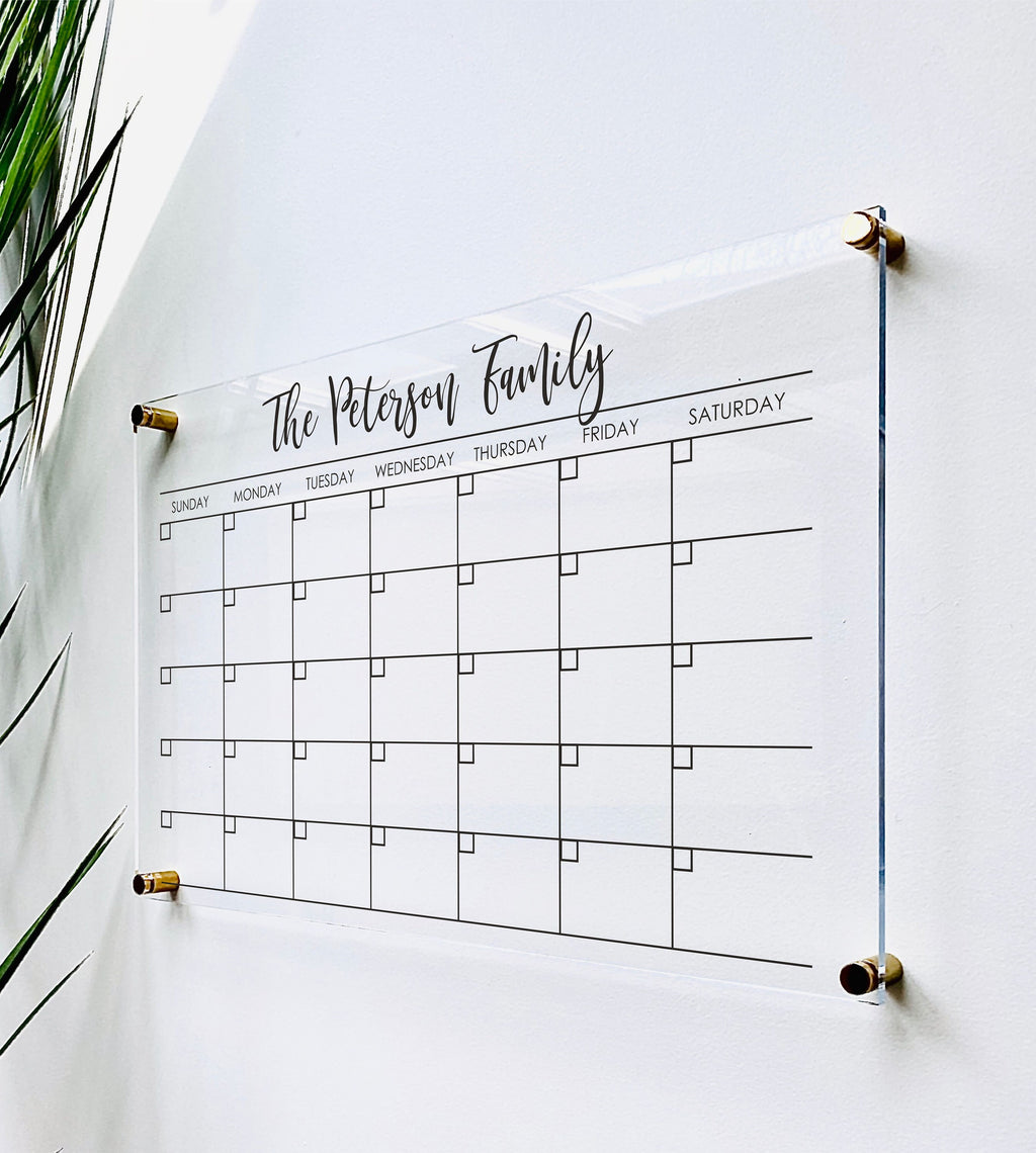 Acrylic Monthly Horizontal Calendar For Wall