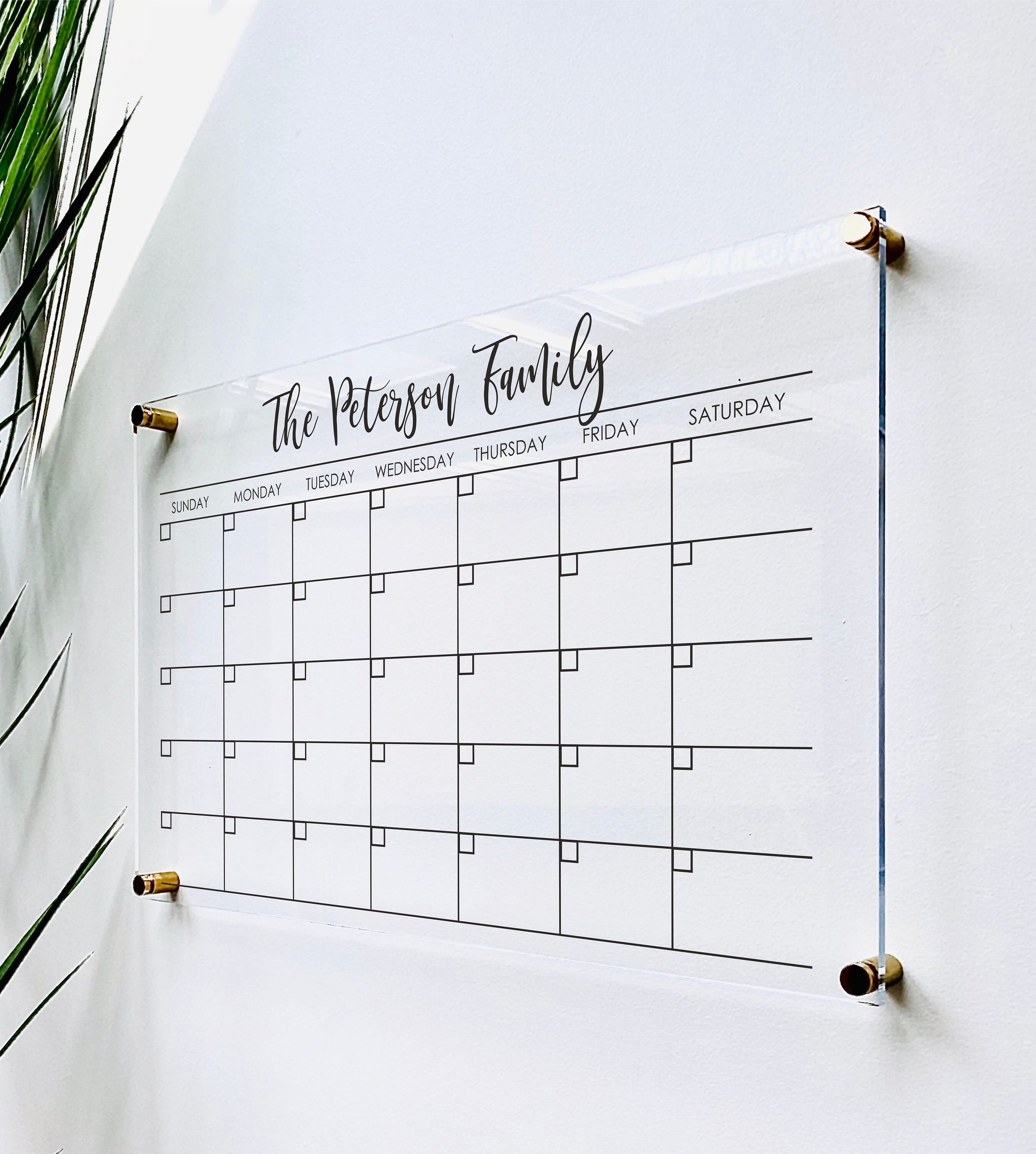 Acrylic Monthly Horizontal Calendar For Wall