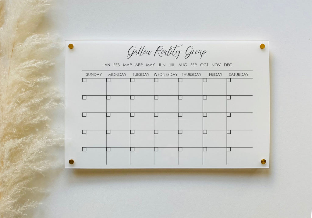 Acrylic Monthly Horizontal Calendar For Wall