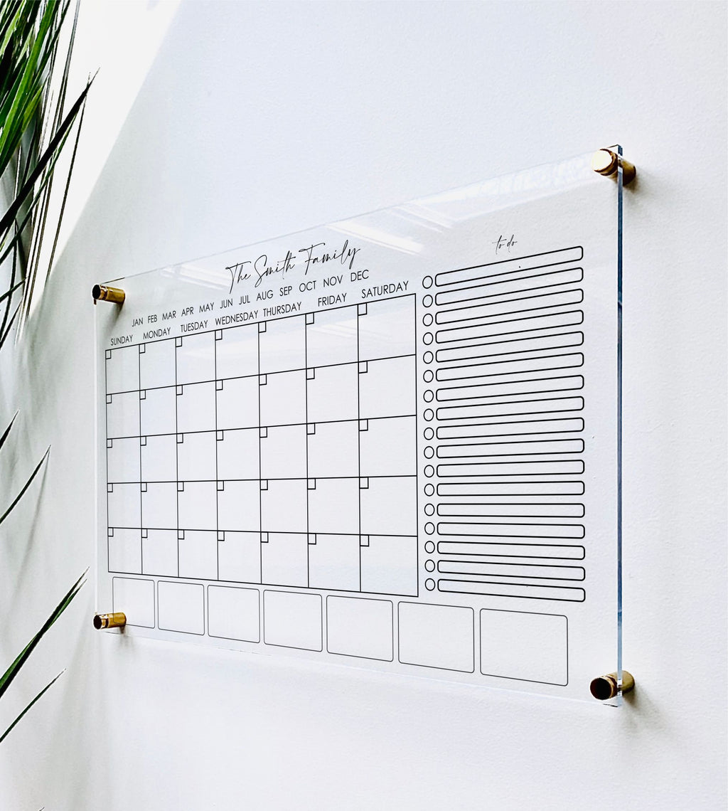 Acrylic Monthly Horizontal Calendar For Wall