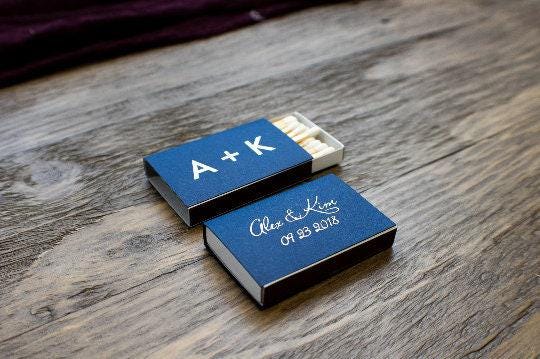 Personalized Wedding Matches || Wedding Matches Custom Matchbox Wedding Favors for Guests Wedding Send Off Cigar Bar Candle Favor