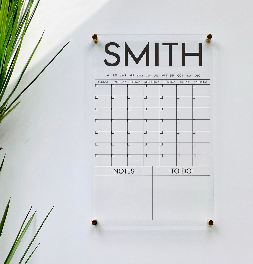 Acrylic Monthly Vertical Calendar For Wall