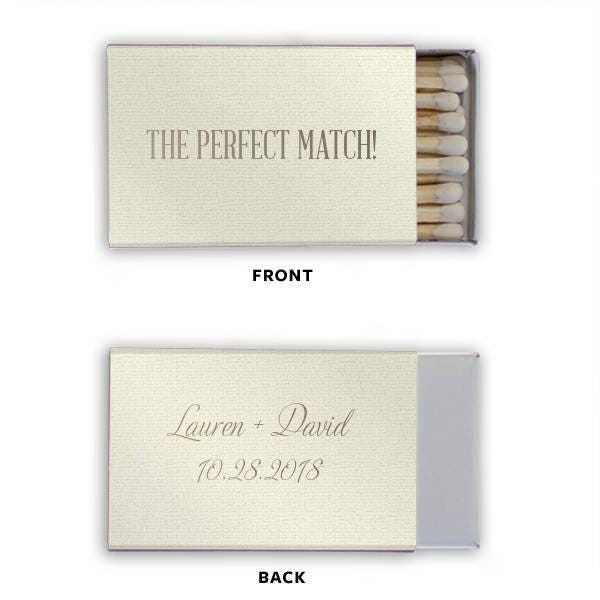 The Perfect Match Personalized Matches, Set of 100 || Wedding Matches, Custom Matchbox, Wedding Favors for Guests Wedding Send Off Cigar Bar