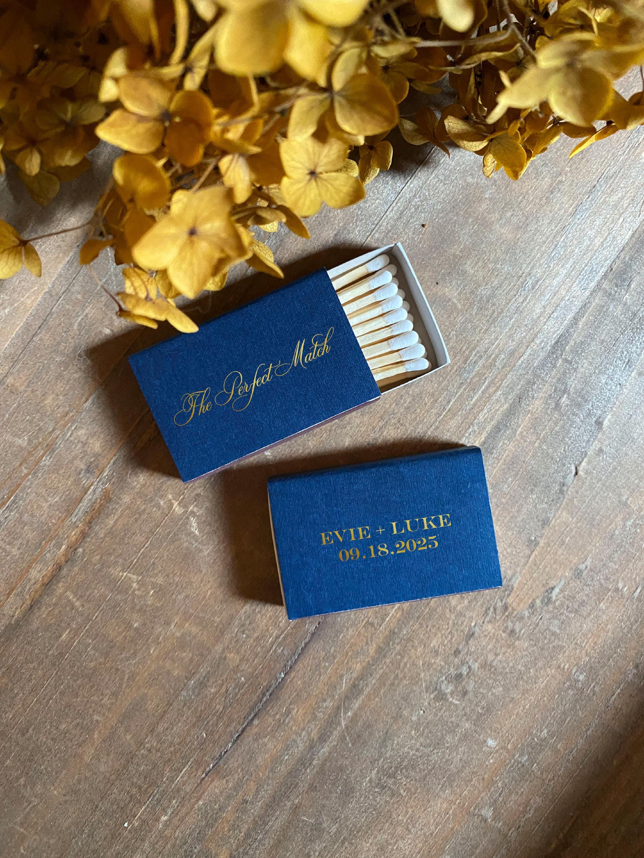 The Perfect Match Personalized Matches || Wedding Matches Custom Matchbox, Wedding Favors for Guests, Wedding Send Off Cigar Bar 01-008-058