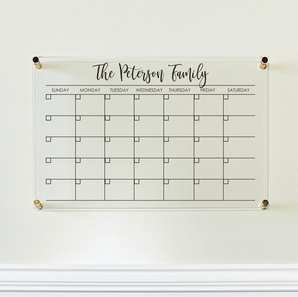 Acrylic Monthly Horizontal Calendar For Wall