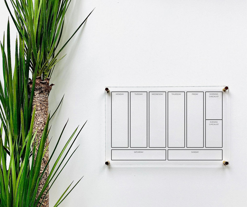 Acrylic Weekly Horizontal Calendar For Wall