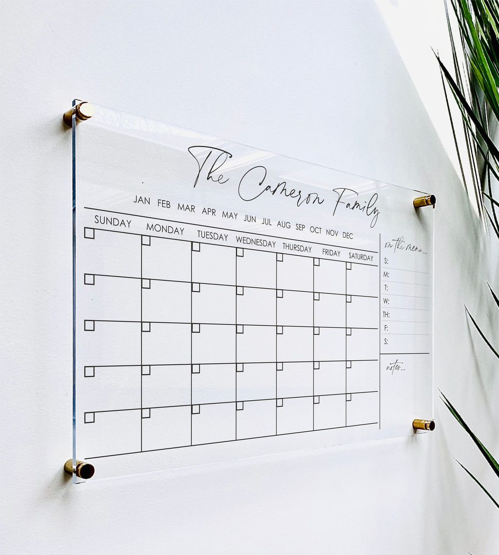 Acrylic Monthly Horizontal Calendar For Wall