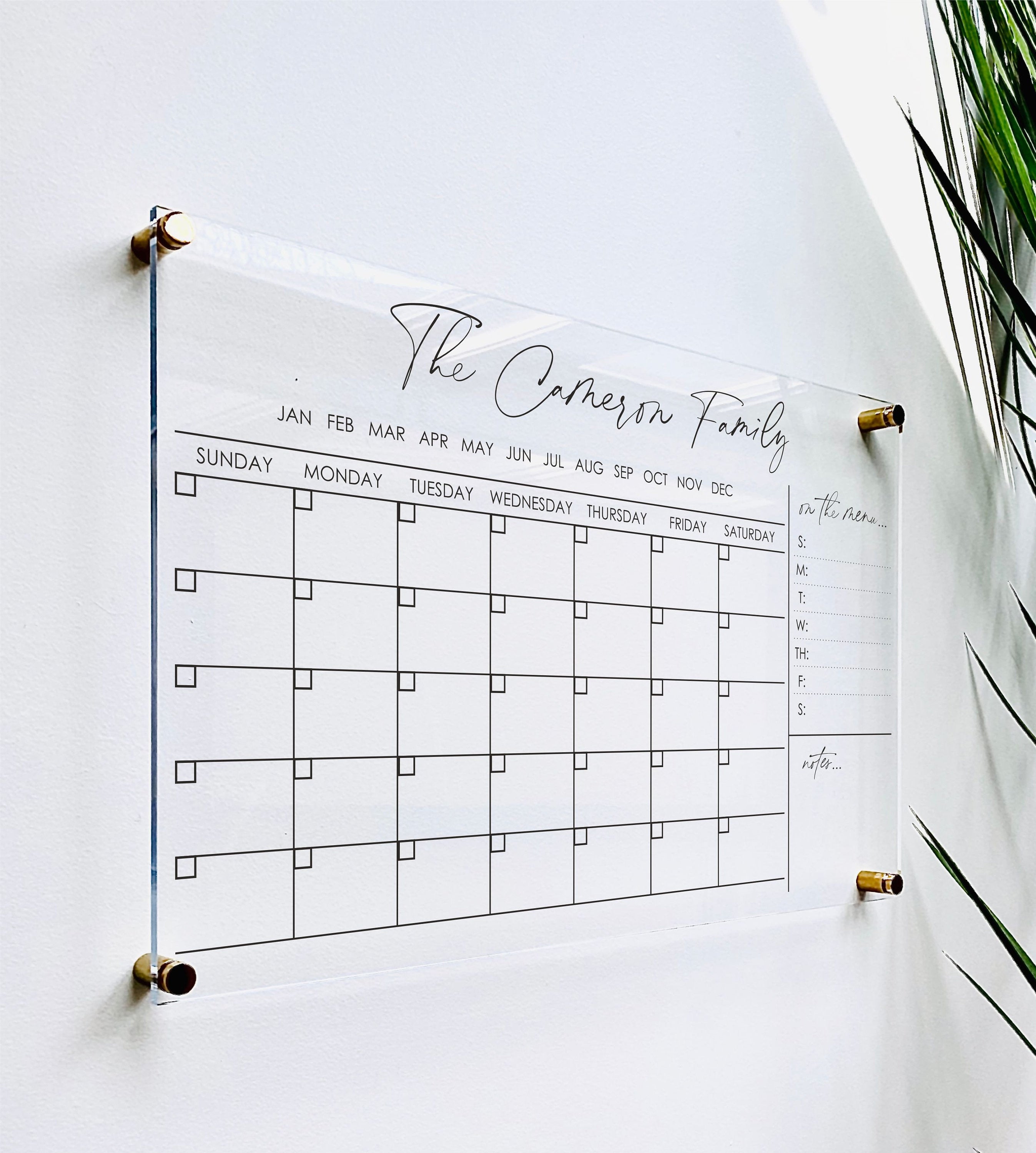 Acrylic Monthly Horizontal Calendar For Wall