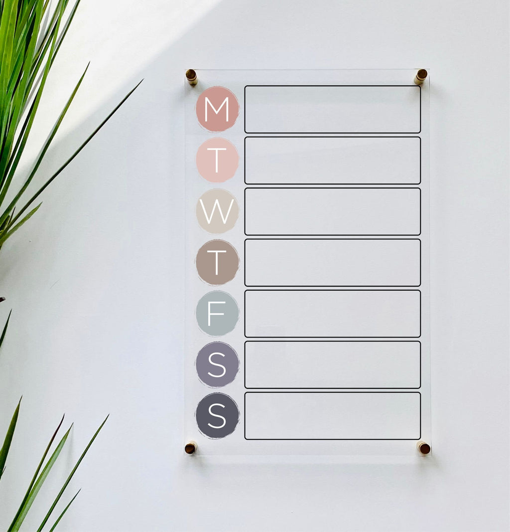 Acrylic Weekly Vertical Calendar For Wall