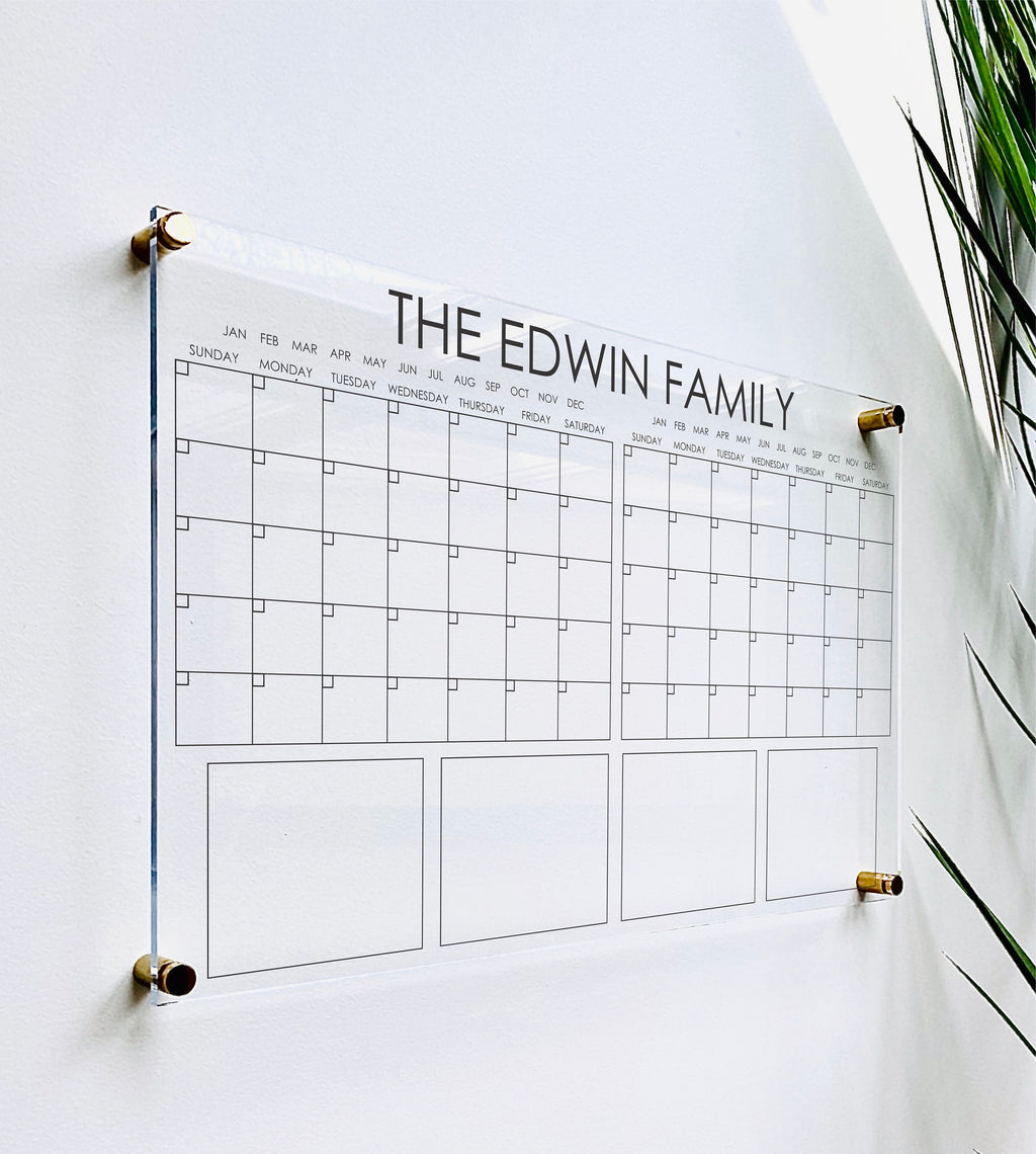 Acrylic 2 Month Horizontal Calendar For Wall