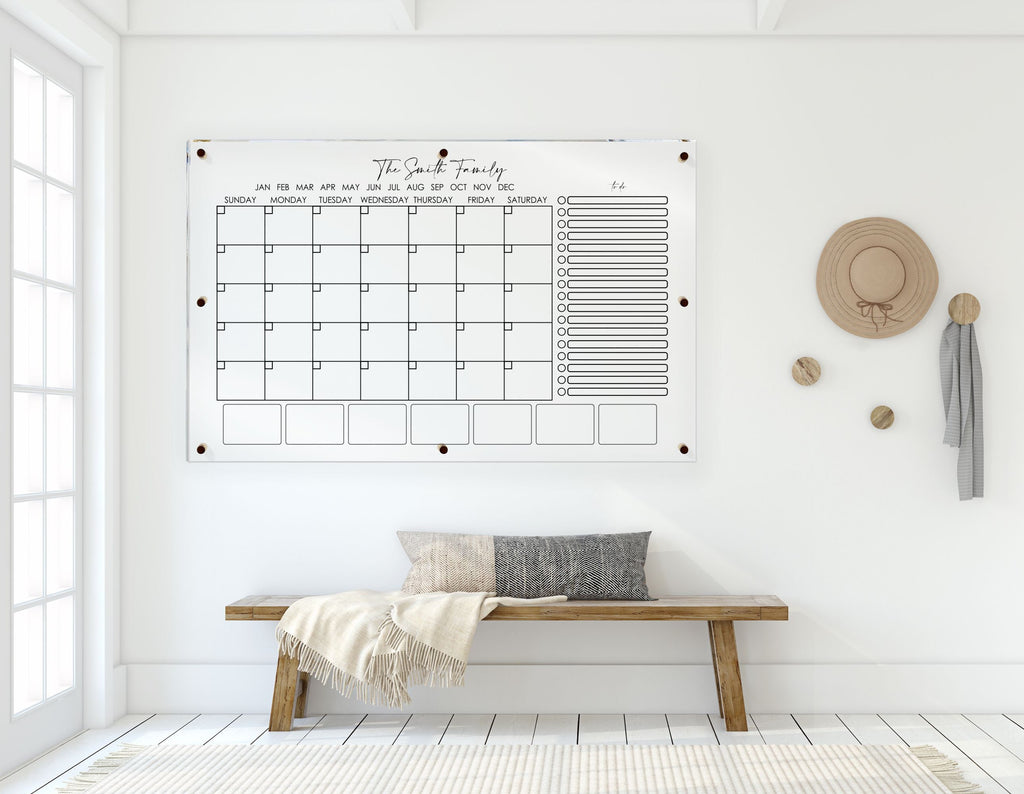 Acrylic Monthly Horizontal Calendar For Wall