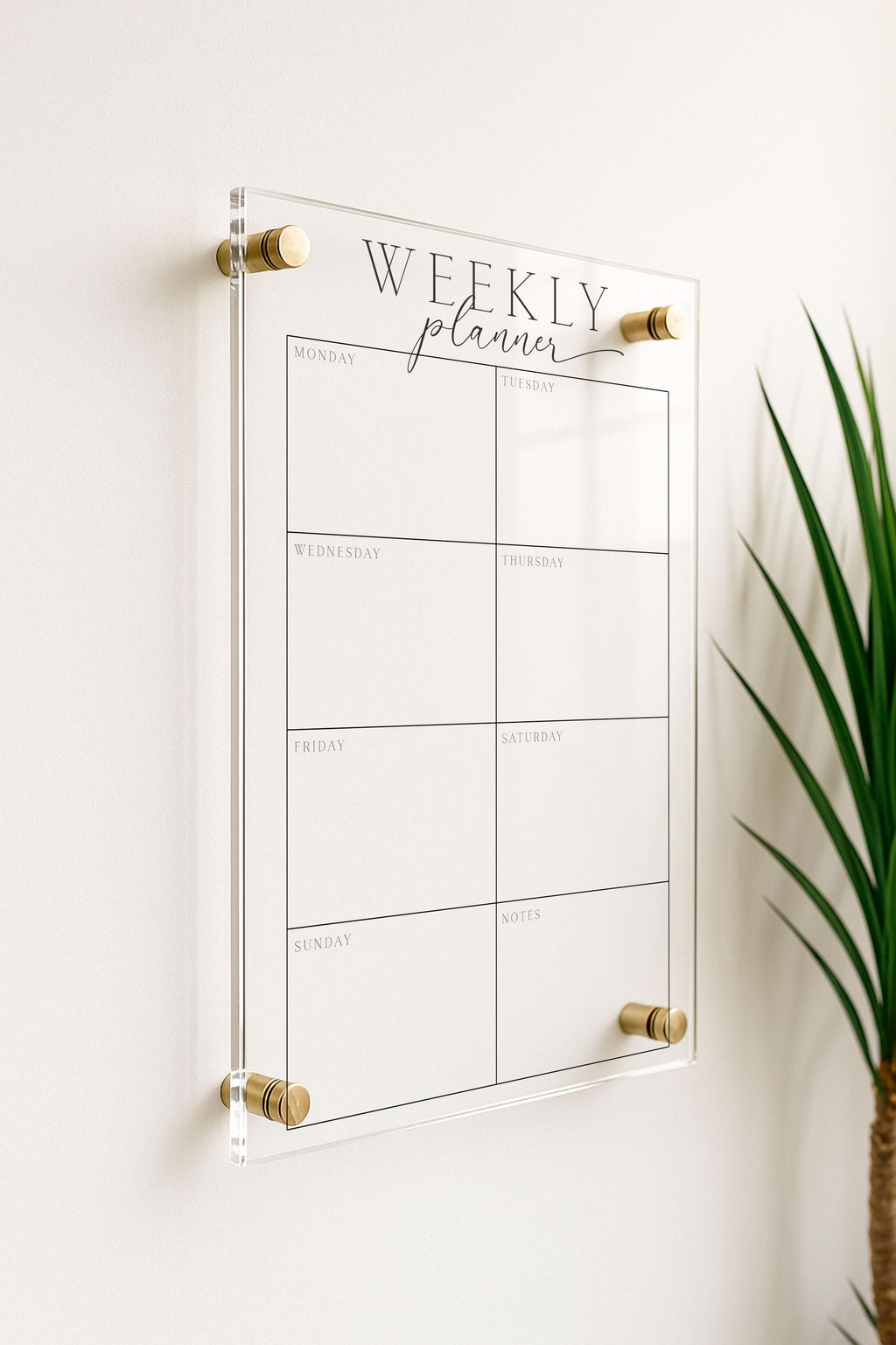 Acrylic Weekly Vertical Calendar For Wall