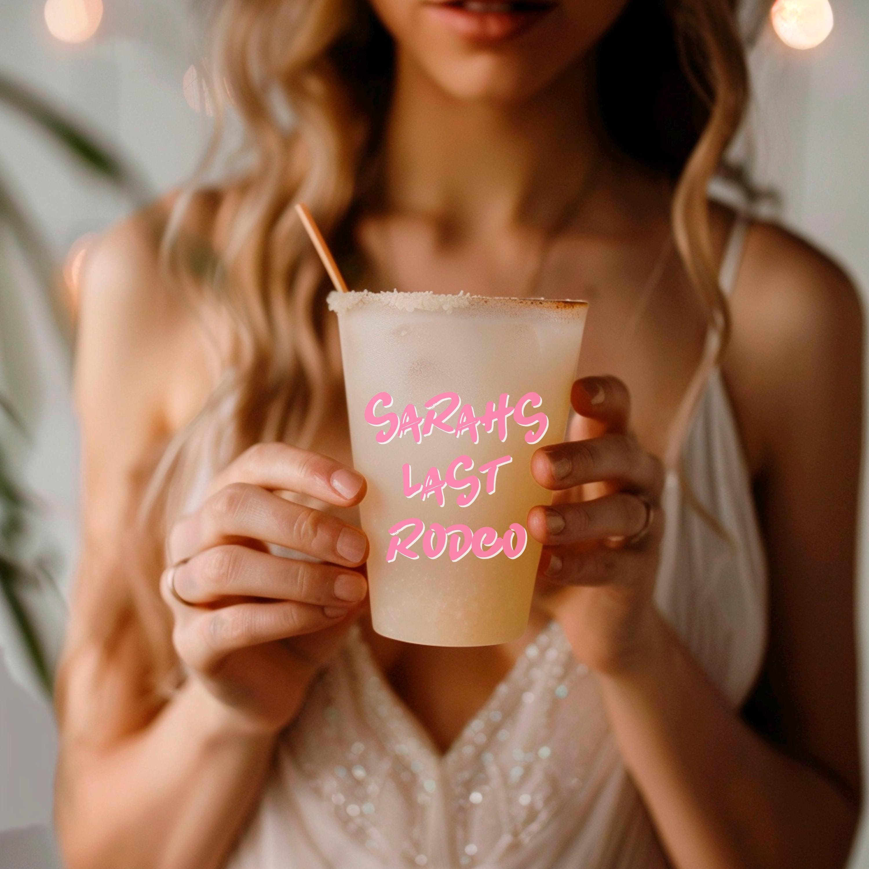 Last Rodeo Personalized Bachelorette Party Frosted Cups || print cowgirl bar engagement party bridal shower bachelorette party decorations