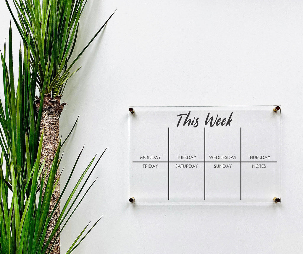 Acrylic Weekly Horizontal Calendar For Wall