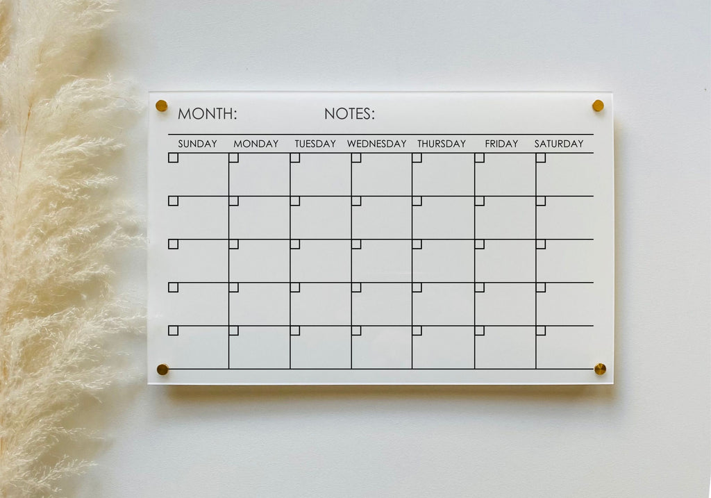 Acrylic Monthly Horizontal Calendar For Wall