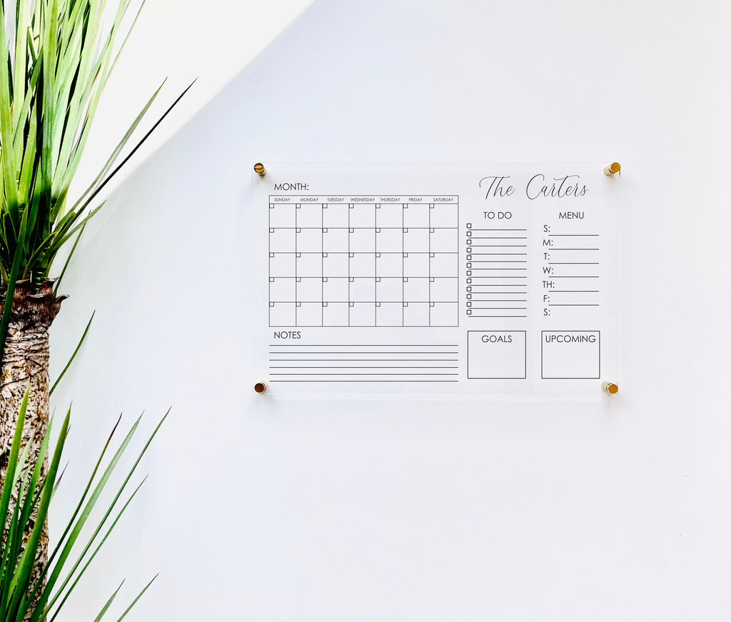 Acrylic Monthly Horizontal Calendar For Wall
