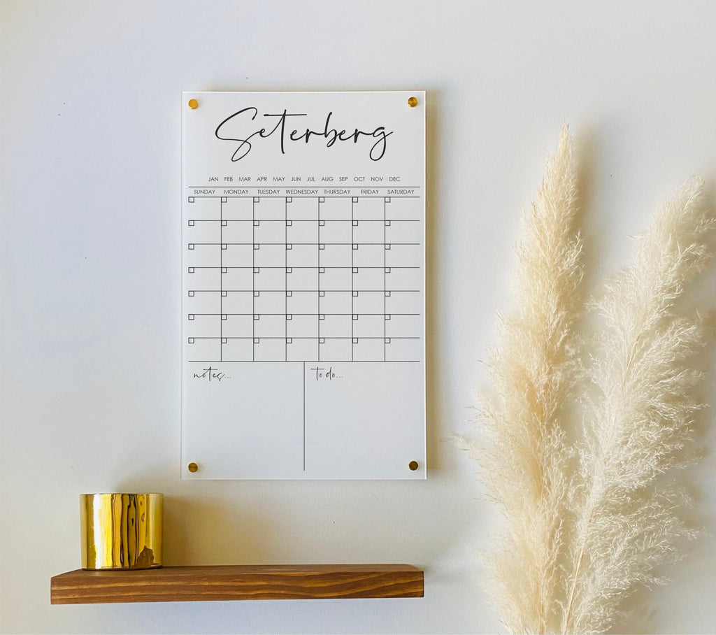 Acrylic Monthly Vertical Calendar For Wall