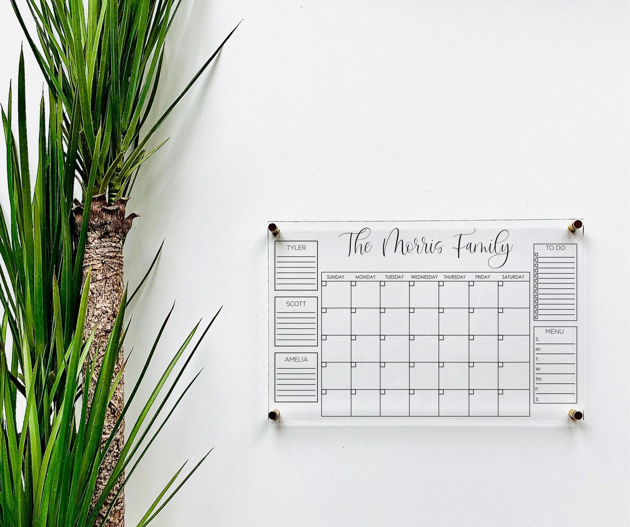 Acrylic Monthly Horizontal Wall Calendar