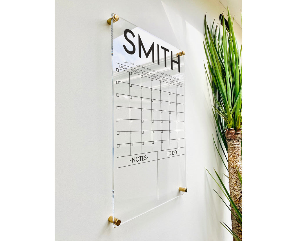 Acrylic Monthly Vertical Calendar For Wall