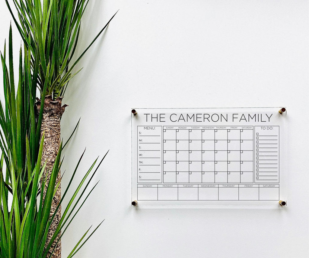 Acrylic Monthly Horizontal Calendar For Wall