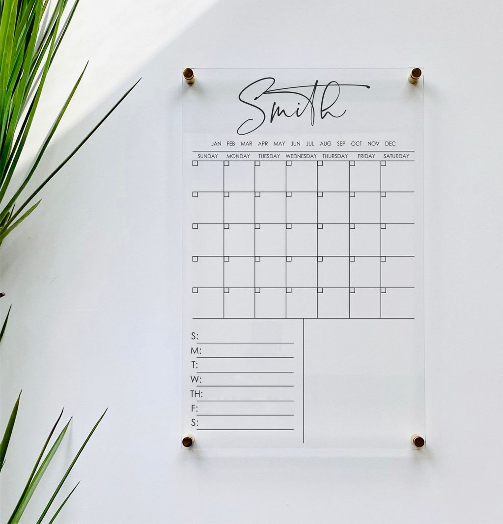 Acrylic Monthly Vertical Calendar For Wall