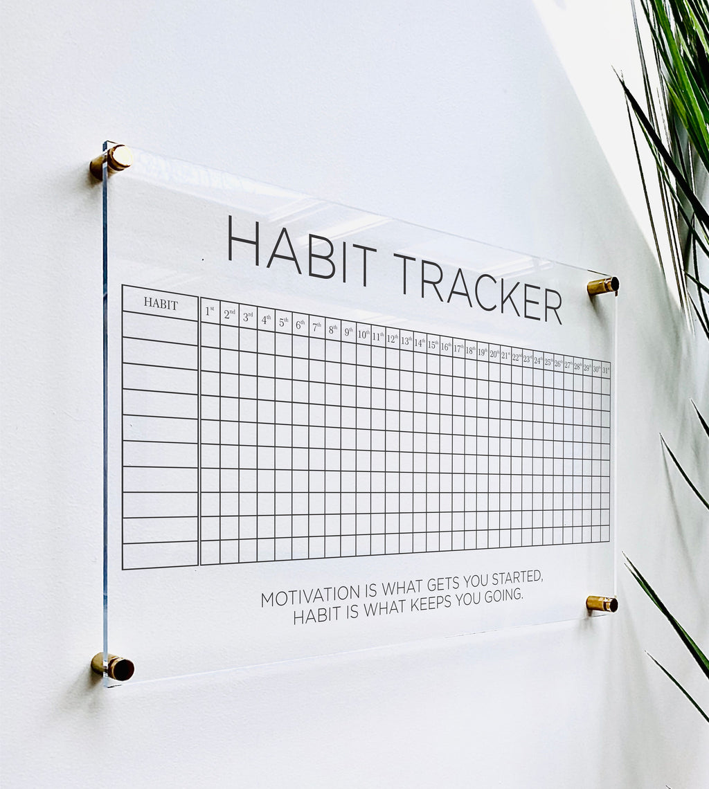 Acrylic Goals & Habit Tracker Board - Dry Erase Wall Planner for Fitness, Self-Care, Productivity Daily Routine Tracking