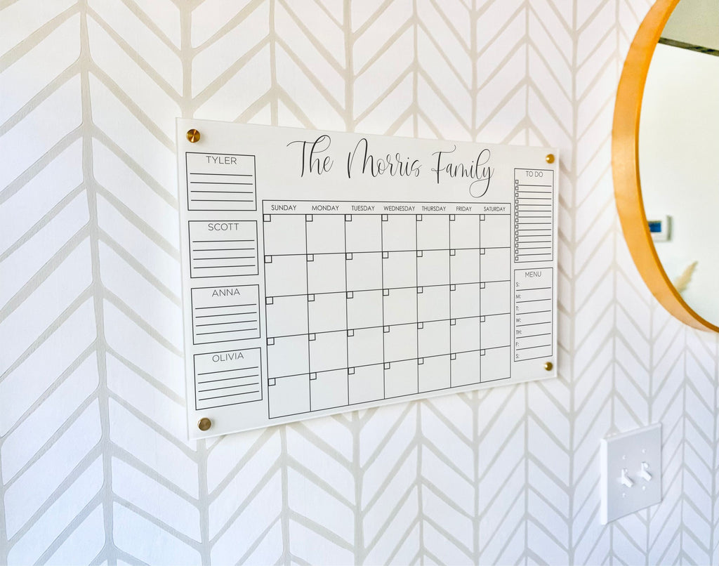 Acrylic Monthly Horizontal Calendar For Wall