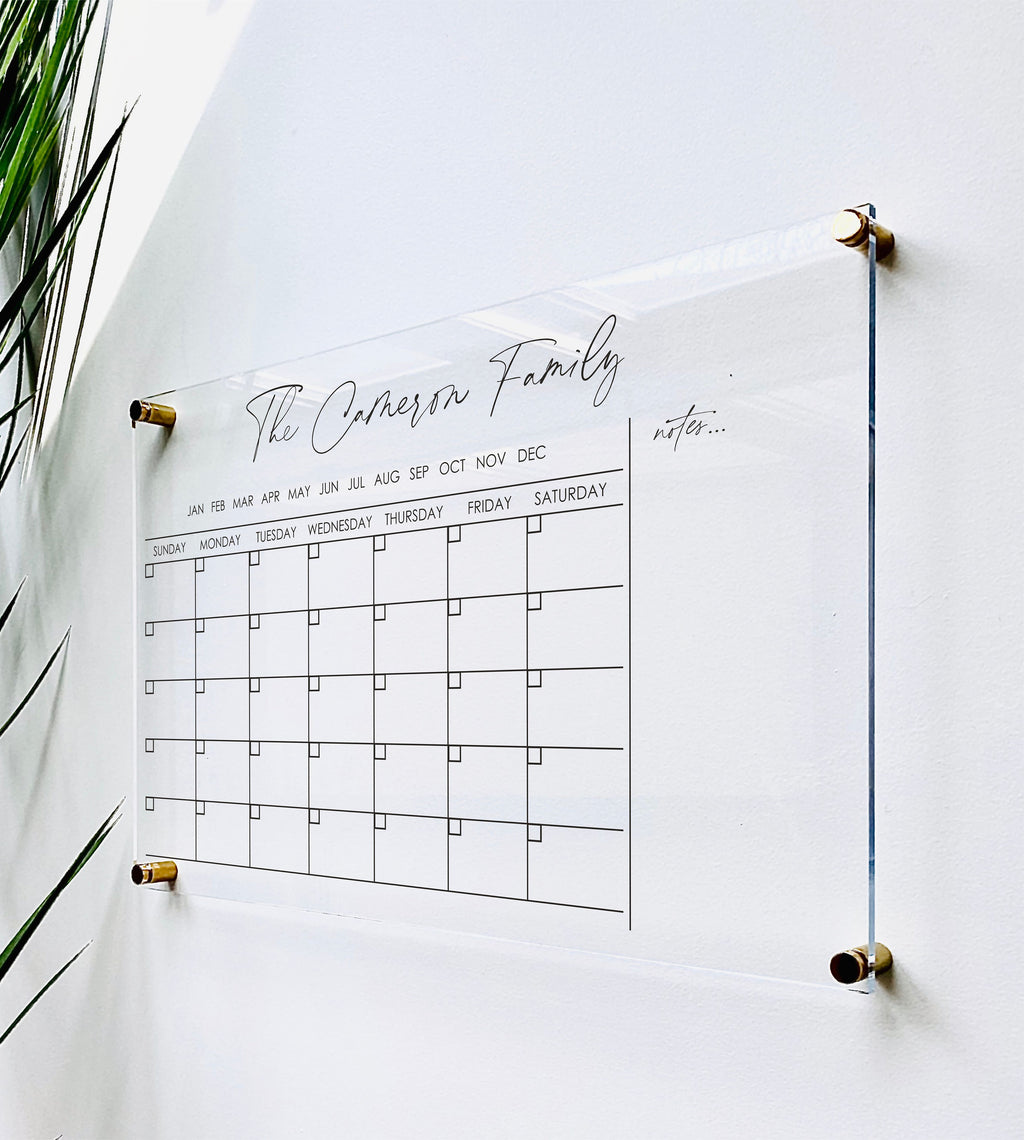 Acrylic Monthly Horizontal Calendar For Wall