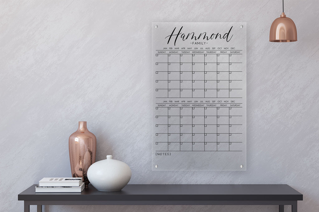 Acrylic 2 Month Vertical Calendar For Wall