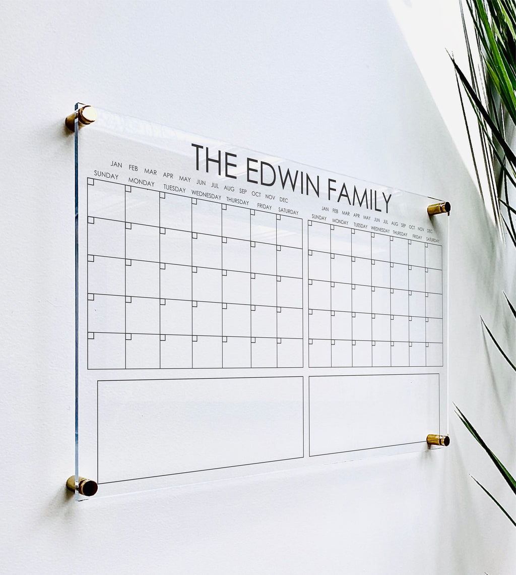Acrylic 2 Month Horizontal Calendar For Wall