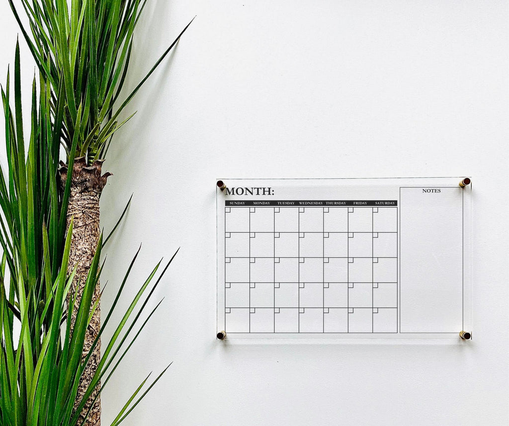 Acrylic Monthly Calendar For Wall || Custom Dry Erase Family Planner Large Huge Clear or White Calendar Personalized Whiteboard Office Decor