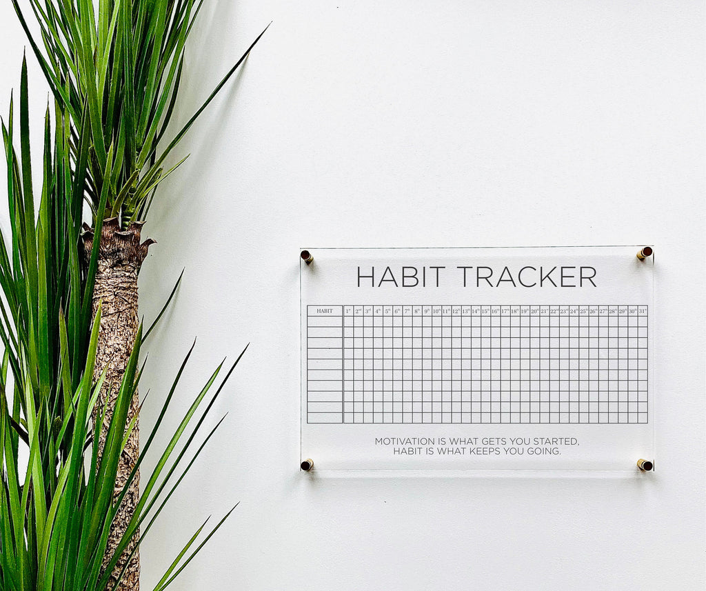 Acrylic Goals & Habit Tracker Board - Dry Erase Wall Planner for Fitness, Self-Care, Productivity Daily Routine Tracking