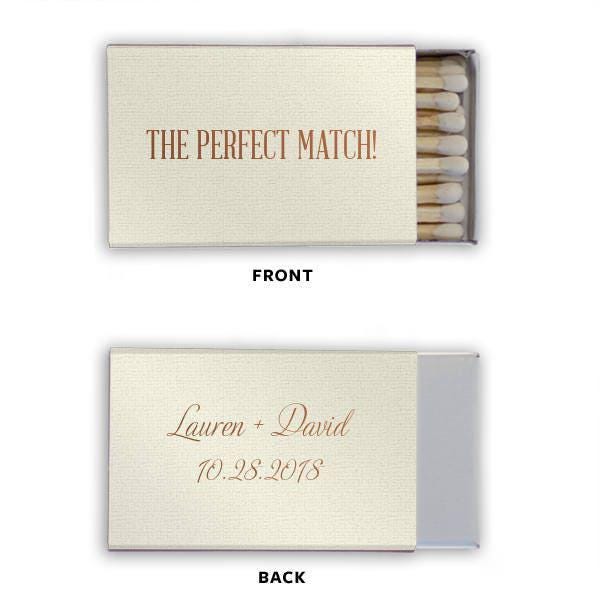 The Perfect Match Personalized Matches, Set of 100 || Wedding Matches, Custom Matchbox, Wedding Favors for Guests Wedding Send Off Cigar Bar