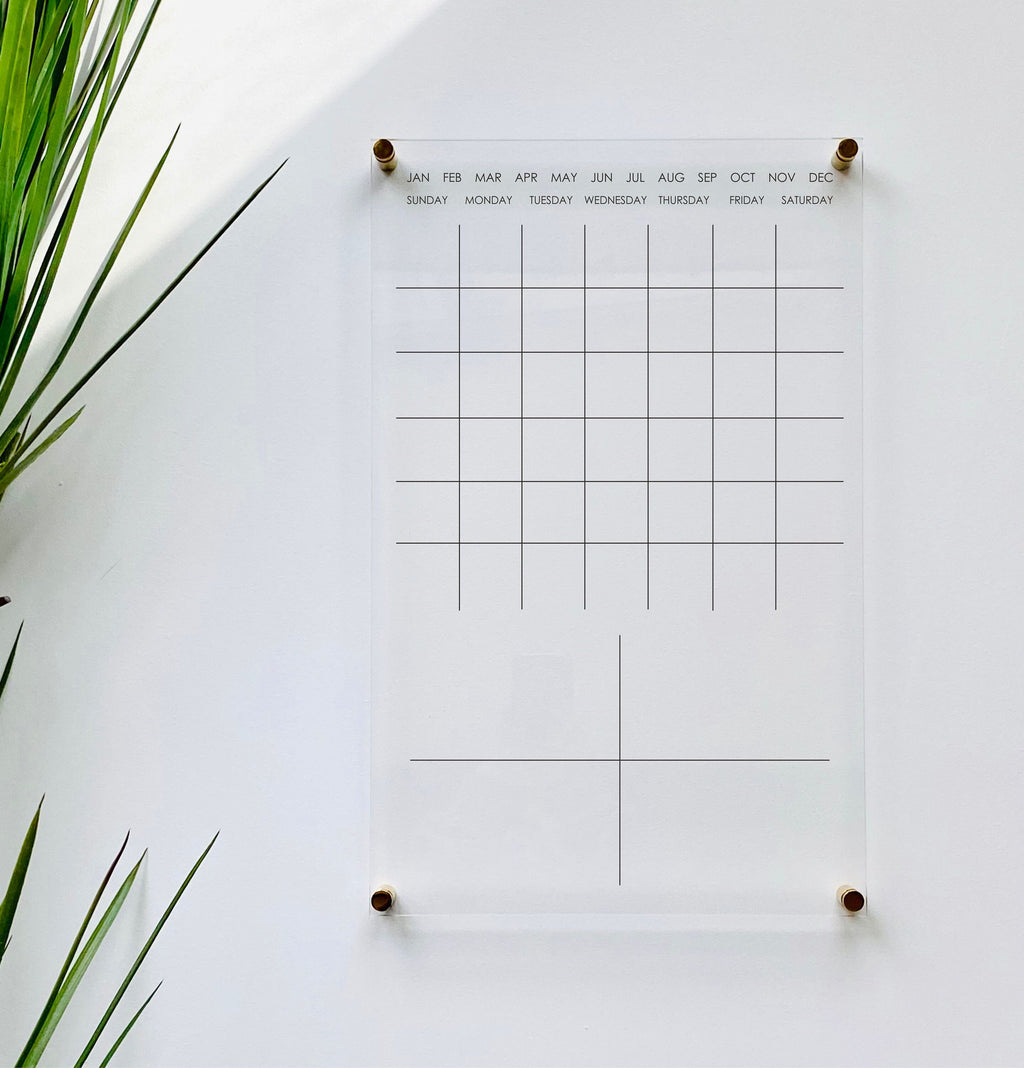 Acrylic Monthly Vertical Calendar For Wall