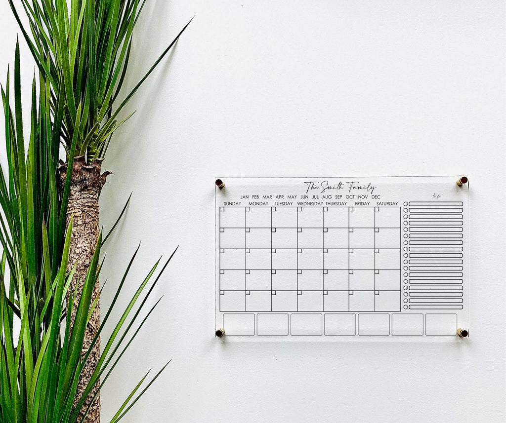 Acrylic Monthly Horizontal Calendar For Wall