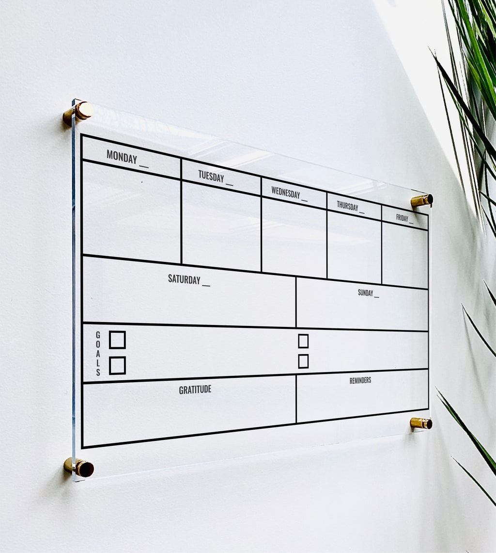 Acrylic Wall Calendar || Custom Dry Erase Family Planner Large Huge Clear or White Calendar for Wall Personalized Whiteboard Office Decor