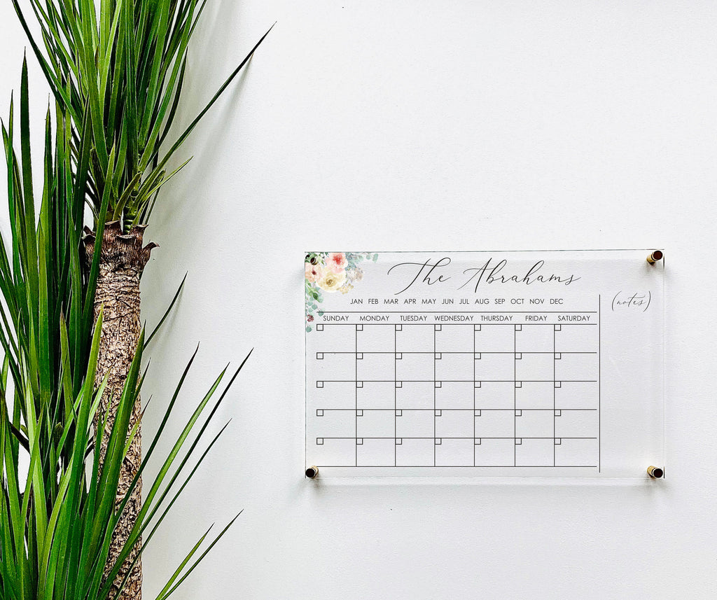 Acrylic Monthly Horizontal Calendar For Wall
