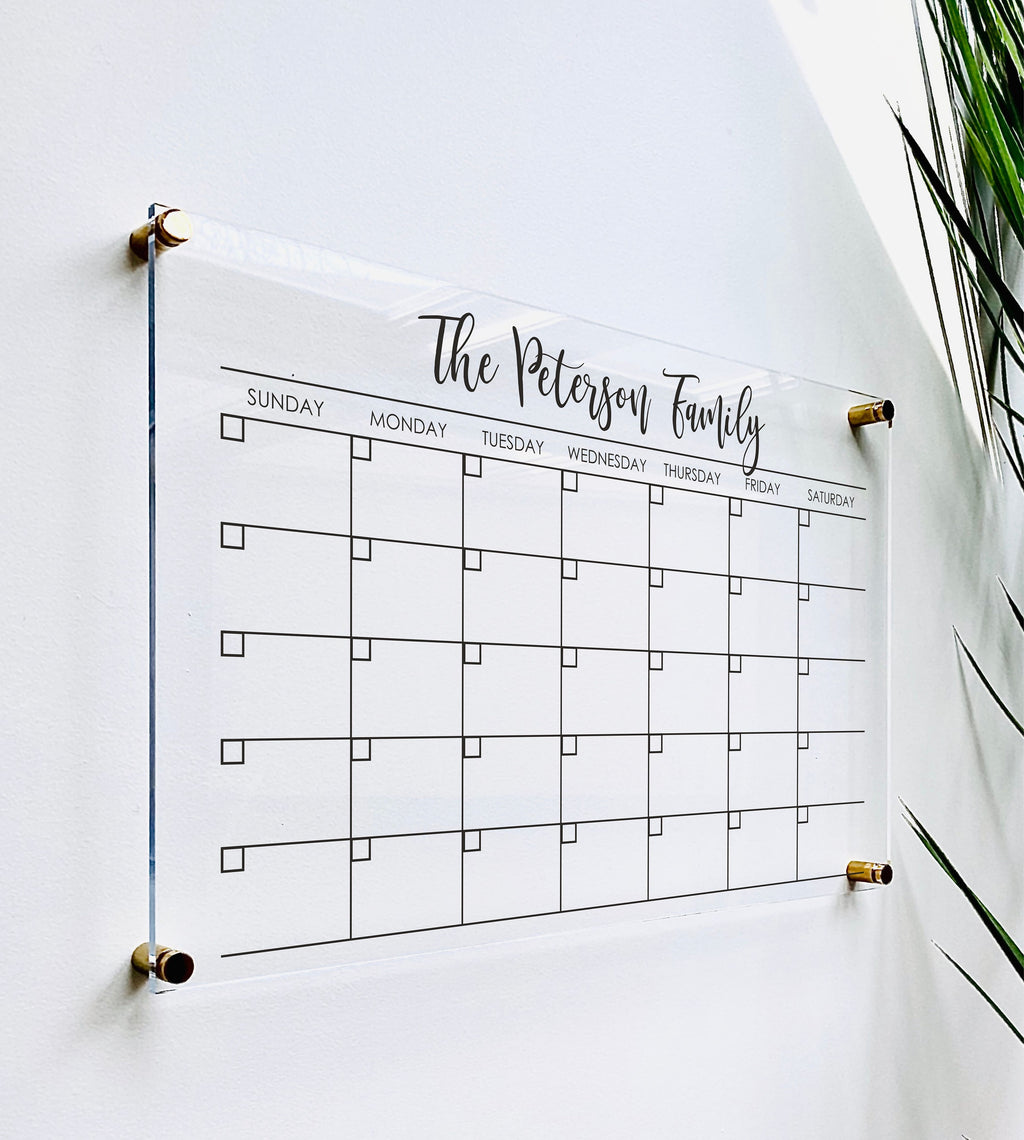 Acrylic Monthly Horizontal Calendar For Wall