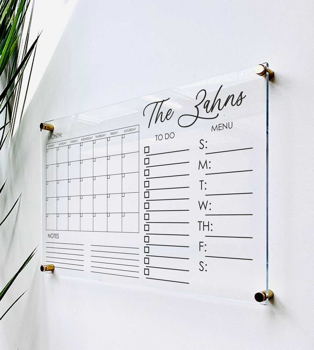 Acrylic Monthly Horizontal Calendar For Wall