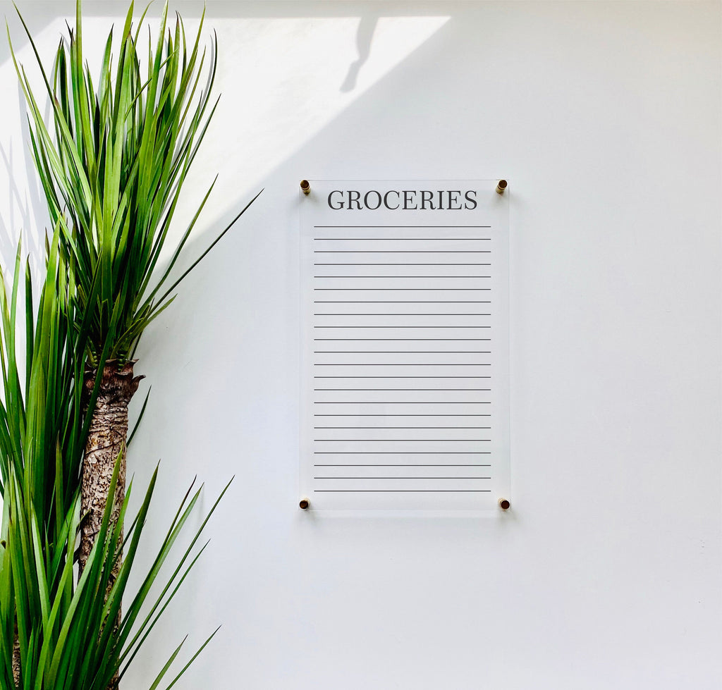 Acrylic Grocery List Vertical Board For Wall