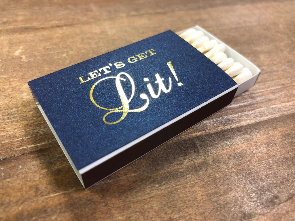 Personalized Matches, Let's Get Lit || Wedding Custom Matchbox Wedding Favors for Guests Wedding Send Off Cigar Bar Candle