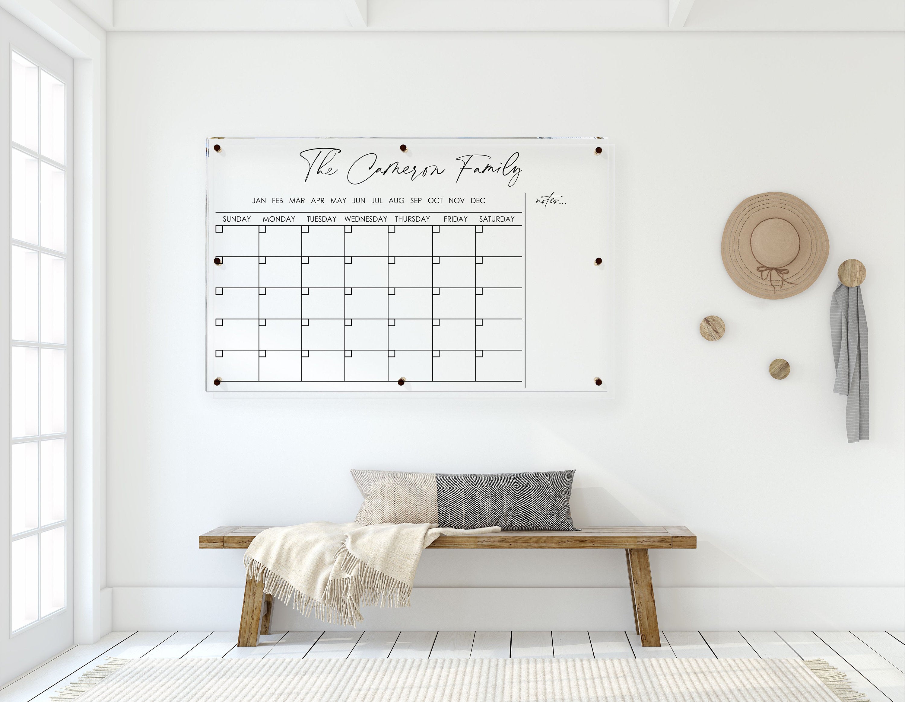 Acrylic Monthly Horizontal Calendar For Wall