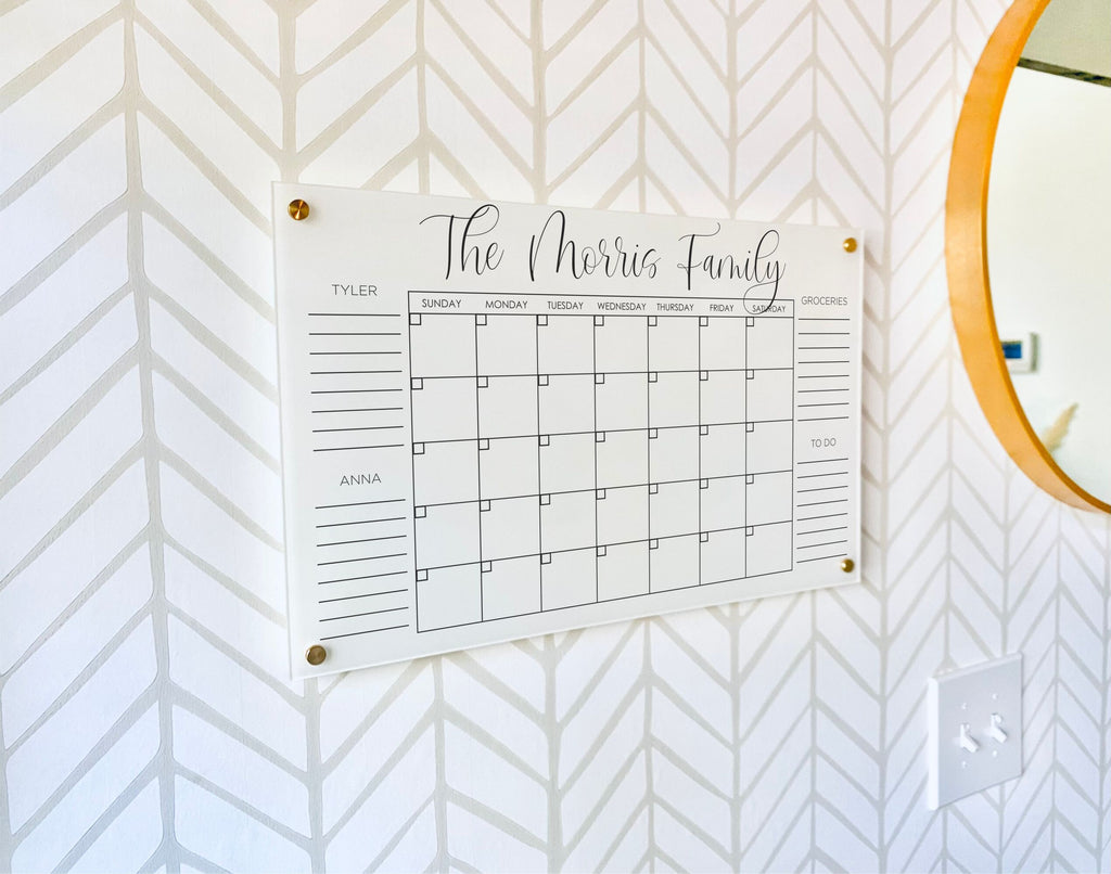 Acrylic Monthly Horizontal Calendar For Wall