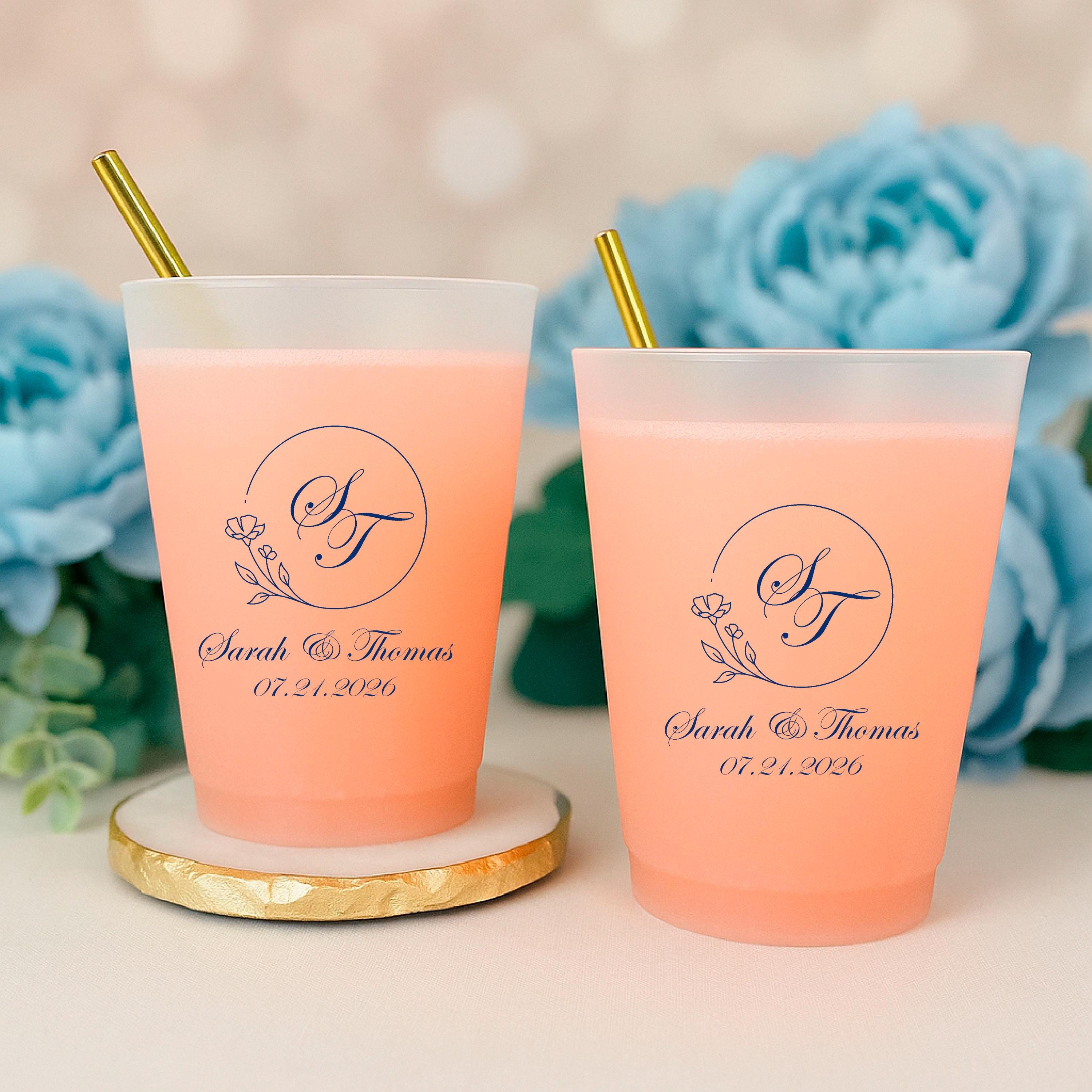 Personalized Shatterproof Frosted Wedding Cups