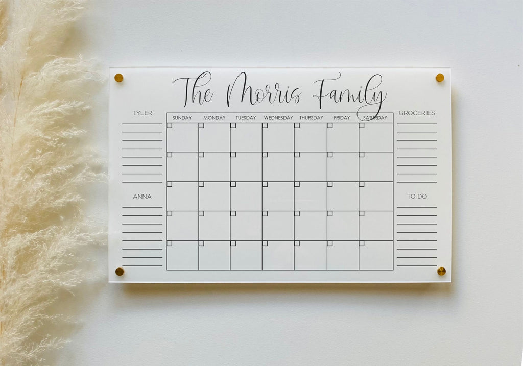Acrylic Monthly Horizontal Calendar For Wall